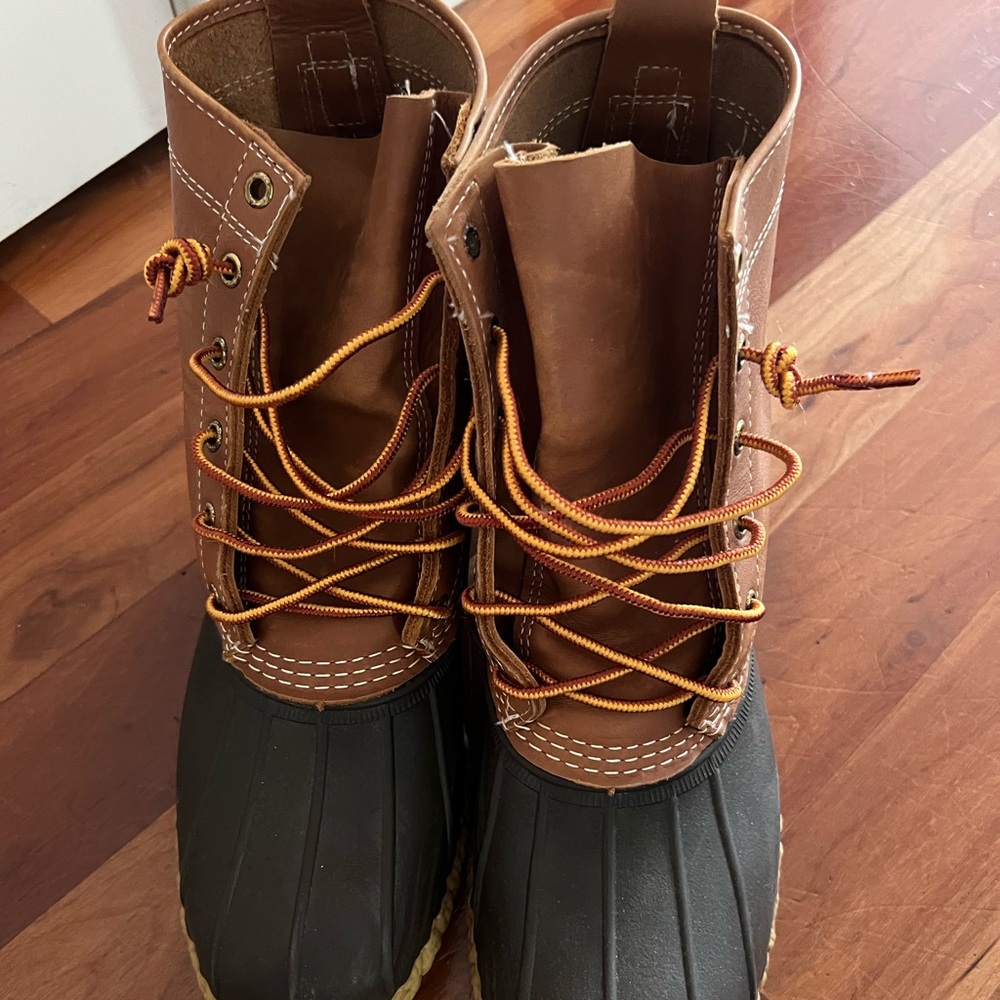 L.L. Bean Duck Boots with Brown Leather Upper and Brown Toe. Women’s Size 9.